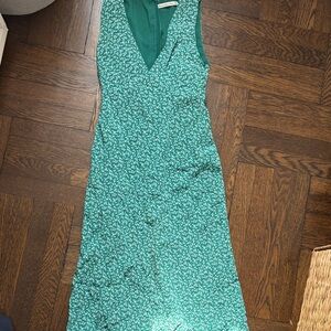 Green Floral Sleeveless Dress